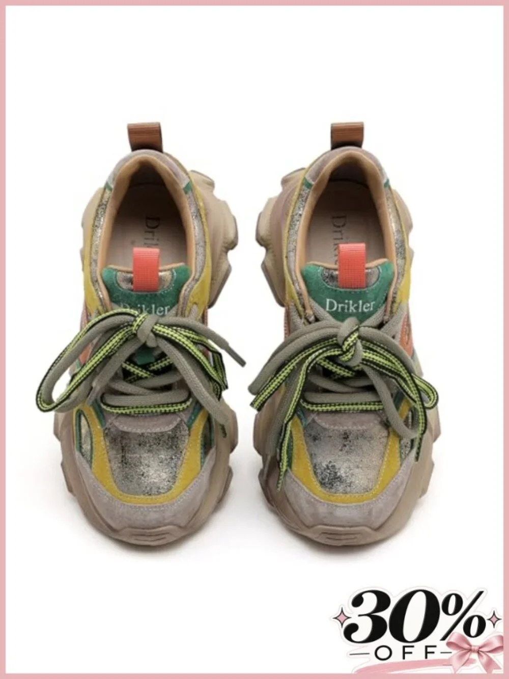 Women's Chunky Platform Orthopedic Walking Sneakers Leather Mesh Lace Up